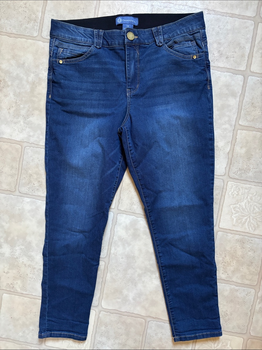 Democracy “Ab”solution Ankle Skinny Jeans, Women’s Size 14 Stretch Blue Denim